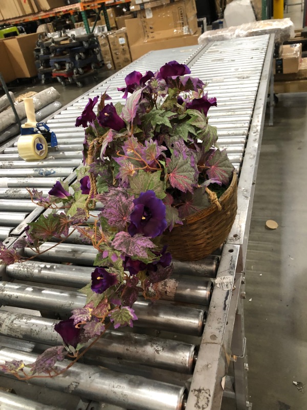 Photo 2 of **used**
Nearly Natural 6610 24in. Morning Glory Hanging Basket Silk Plant,Purple
