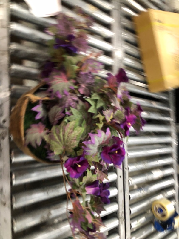 Photo 3 of **used**
Nearly Natural 6610 24in. Morning Glory Hanging Basket Silk Plant,Purple
