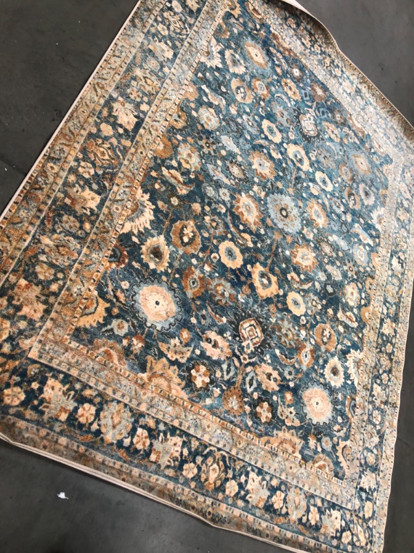 Photo 2 of **USED, NEEDS CLEANING**
7.9 X 9.10 TEAL,ORANGE DESIGN RUG