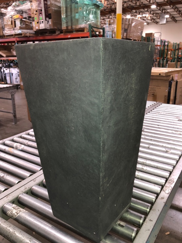 Photo 2 of 24.4" Kante Lightweight Modern Tapered Concrete Rectangular Planter Charcoal Black - Rosemead Home & Garden, Inc.