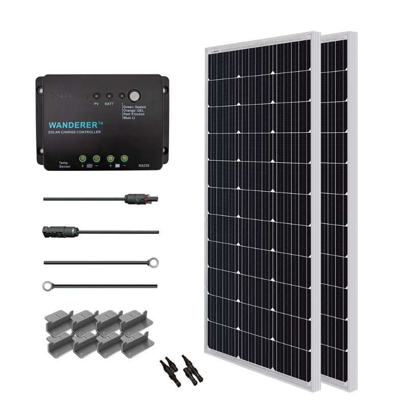 Photo 1 of Renogy 200 Watt 12 Volt Monocrystalline Solar Starter Kit with Wanderer - 200 Watt 12 Volt
