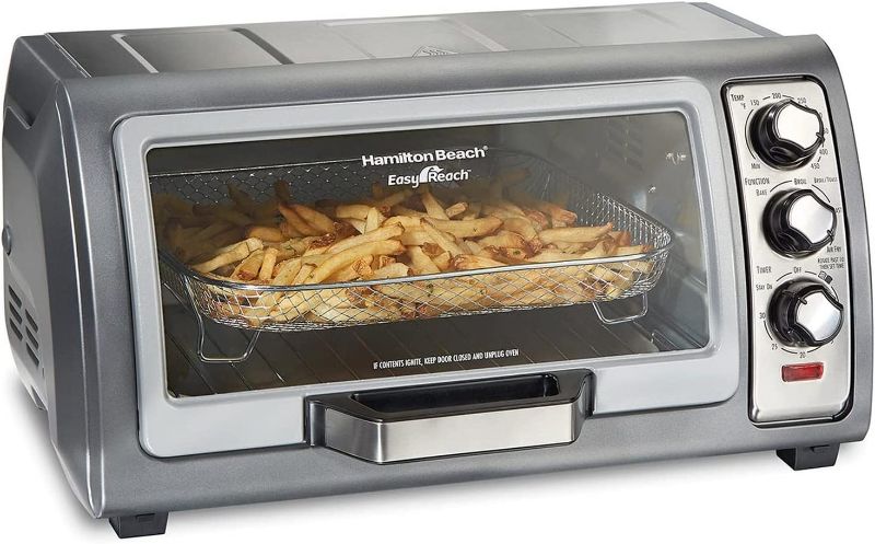 Photo 1 of Hamilton Beach Countertop Toaster Oven, Easy Reach With Roll-Top Door, 6-Slice, Convection (31123D), Silver
