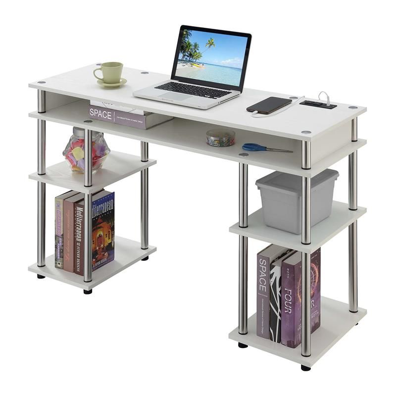 Photo 1 of 131446WU Designs2Go No Tools Student Desk with Charging Station, White
