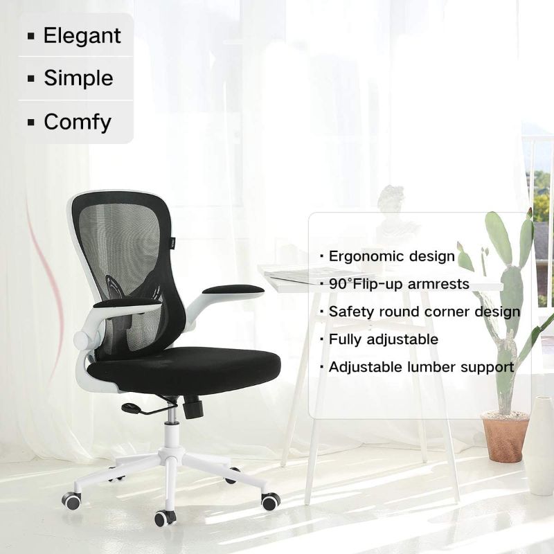 Photo 1 of Parts only!!! Hbada Ergonomic Office Chair Work Desk Chair Computer Breathable Mesh Chair with Adjustable Lumbar Support and Flip-up Arms, White
