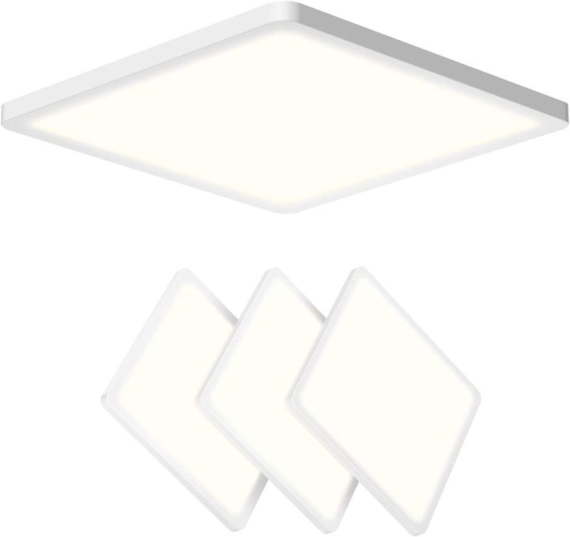 Photo 1 of AVANLO Flush Mount Ceiling Light, Super Slim 0.6 Inch Thickness 12 Inch LED Ceiling Light, 120V 4000K 3100lm 24W, Dimmable, Square, for 3.5 - 4'' Junction Box, 5 - 6'' Housing & Surface Mount. 4 Pack
