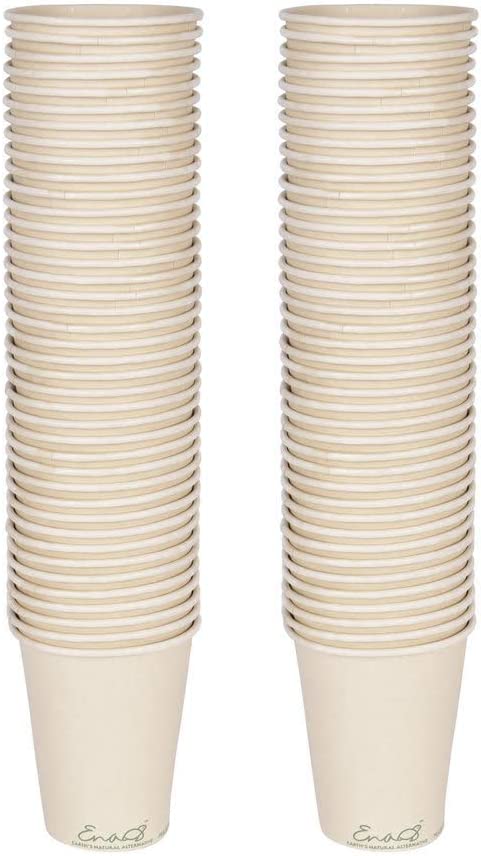 Photo 1 of 100% Compostable Disposable Coffee Cups [12oz 80 Pack] Paper Cups Made from Bamboo, Eco-Friendly, Biodegradable Premium Party Cups, Natural Unbleached by Earth's Natural Alternative
