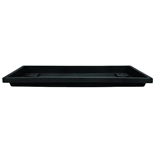 Photo 1 of 30" Plastic Rectangular Venetian Flower Box Saucer - the HC Companies 6.75"x29.5"x1.38" in Black Color
