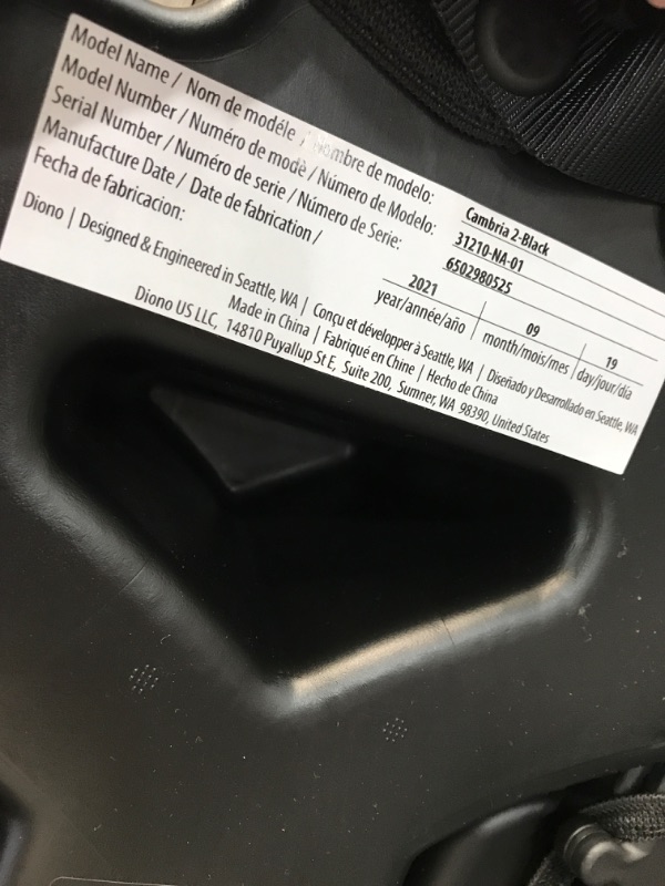 Photo 4 of Diono Cambria 2 XL 2022, Dual Latch Connectors, 2-in-1 Belt Positioning Booster Seat, High-Back to Backless Booster with Space and Room to Grow, 8 Years 1 Booster Seat, Black
