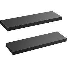 Photo 1 of AMADA HOMEFURNISHING Floating Shelves Wall Mounted, 24 x 9 Inch Wall Shelves for Bathroom, Bedroom, Living Room, Black Shelves Set of 2 - AMFS05
