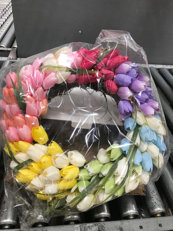 Photo 2 of 8.5Inch Tulip Wreath,Rainbow