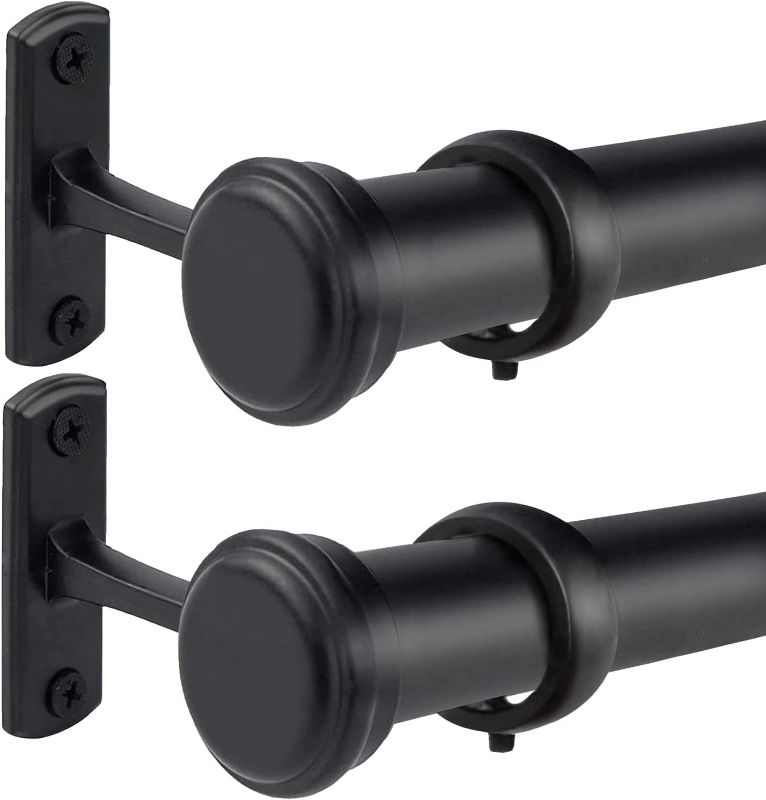 Photo 1 of 2 Pack 1 Inch Curtain Rods for Windows 60 to 120 Black Curtain rod with Caps Outdoor Curtain Rods Room Divider Curtain Rod (72”-144” Inch)
