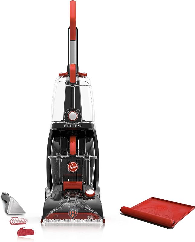 Photo 1 of Hoover, Black Power Scrub Elite Pet Upright Carpet Cleaner Shampooer, Lightweight Machine, with Storage Mat, FH50250B
