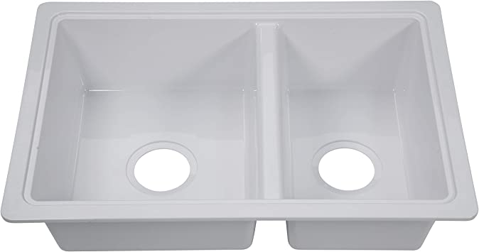 Photo 1 of 25"x17" double kitchen sink white 6" deep