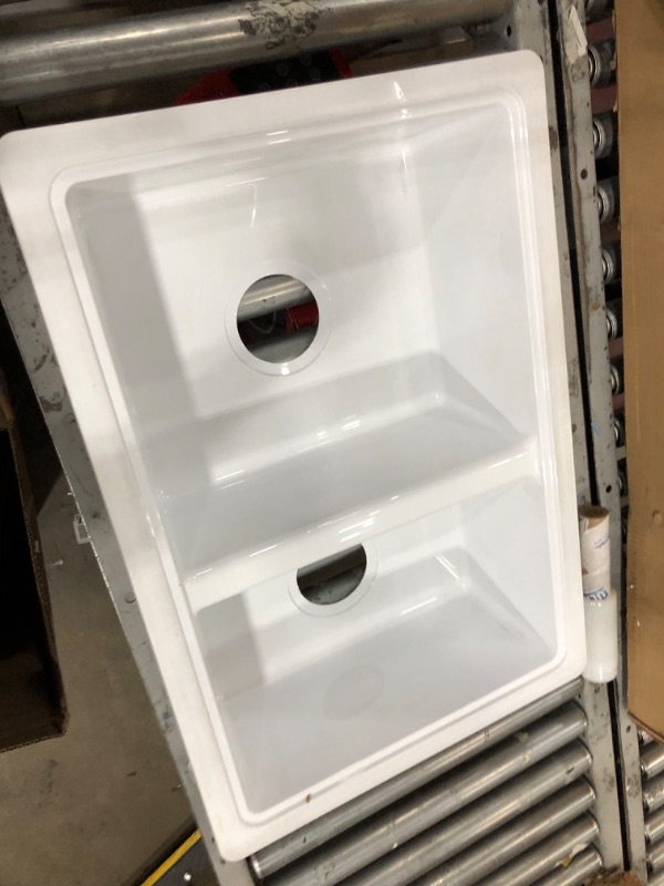 Photo 3 of 25"x17" double kitchen sink white 6" deep