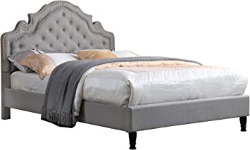 Photo 1 of **HeadBoard Only** Version 5.1 HomeLife Premiere Classics 51" Tall Platform Bed with Cloth Headboard and Slats - Queen (Light Grey Silver) queen 
