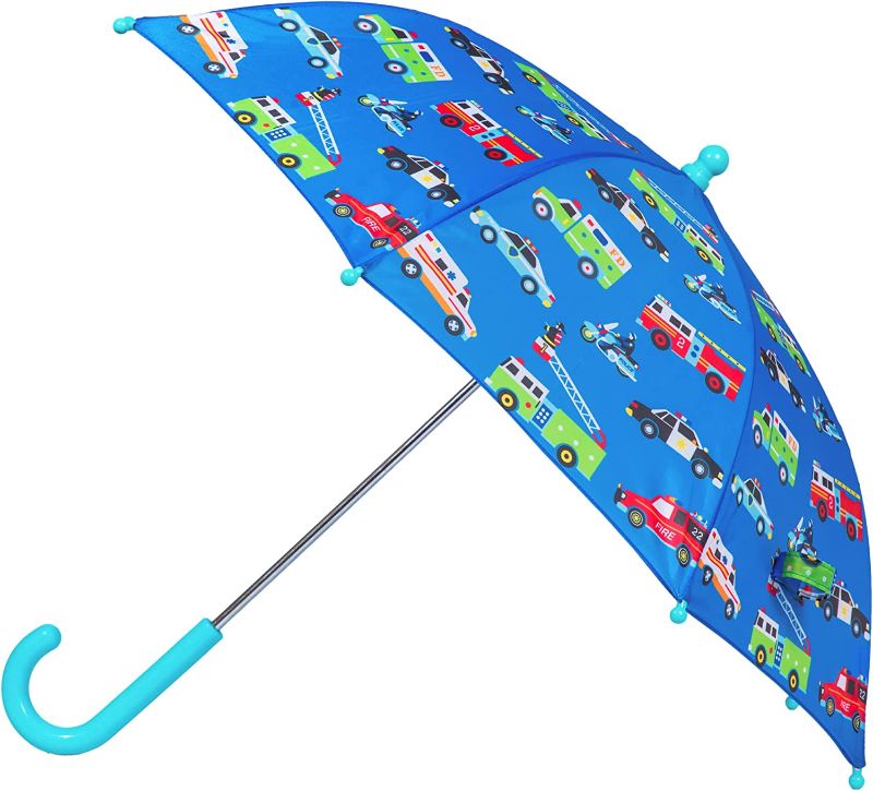 Photo 1 of Wildkin Kids Umbrella for Boys & Girls, Features Rainproof Canopy and Curved Handle for Easy Hanging, Wrap Around Hook and Loop Closure Umbrella for Kids (Heroes)
