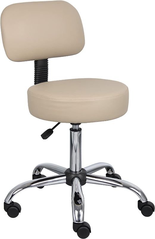 Photo 1 of Boss Office Products Be Well Medical Spa Stool with Back in Beige
