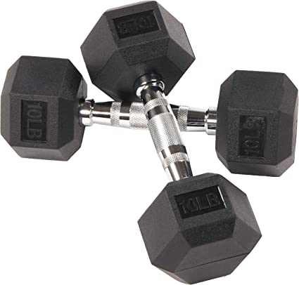 Photo 1 of 10lb dumbbell  set of two  metal handle  rubber weight