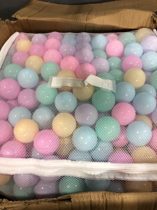 Photo 2 of Amazon Basics BPA Free Crush-Proof Plastic Ball Pit Balls with Storage Bag, Toddlers Kids 12+ Months, 6 Pastel Colors - Pack of 1000
