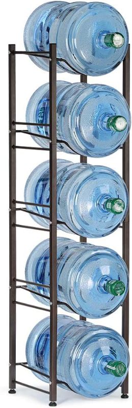 Photo 1 of 5 Gallon Water Cooler Jug Holder Water Bottle Storage Rack, 5 Tiers, Dark Brown
