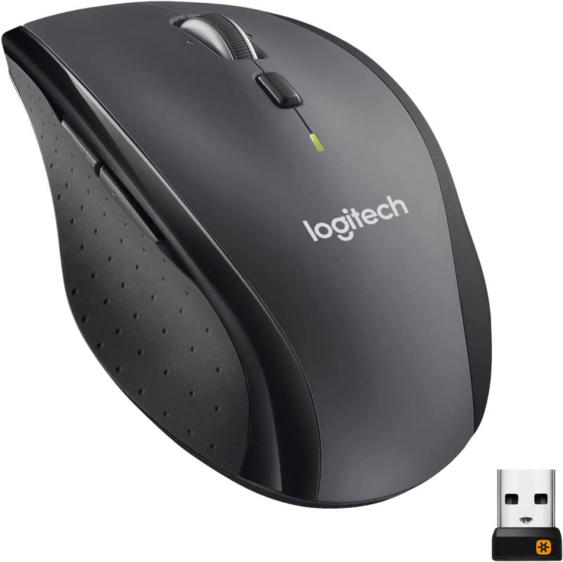 Photo 1 of Logitech M705 Marathon Wireless Mouse, 2.4 GHz USB Unifying Receiver, 1000 DPI, 5-Programmable Buttons, 3-Year Battery, Compatible with PC, Mac, Laptop, Chromebook - Black
