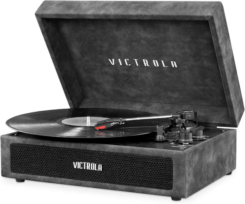 Photo 1 of INCOMPLETE Victrola Vintage 3-Speed Bluetooth Portable Suitcase Record Player with Built-in Speakers | Upgraded Turntable Audio Sound| Includes Extra Stylus | Lambskin (VSC-580BT-LGR)
**MISSING POWER CORD/CHARGER, DID NOT POWER ON**
