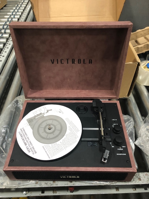 Photo 2 of INCOMPLETE Victrola Vintage 3-Speed Bluetooth Portable Suitcase Record Player with Built-in Speakers | Upgraded Turntable Audio Sound| Includes Extra Stylus | Lambskin (VSC-580BT-LGR)
**MISSING POWER CORD/CHARGER, DID NOT POWER ON**
