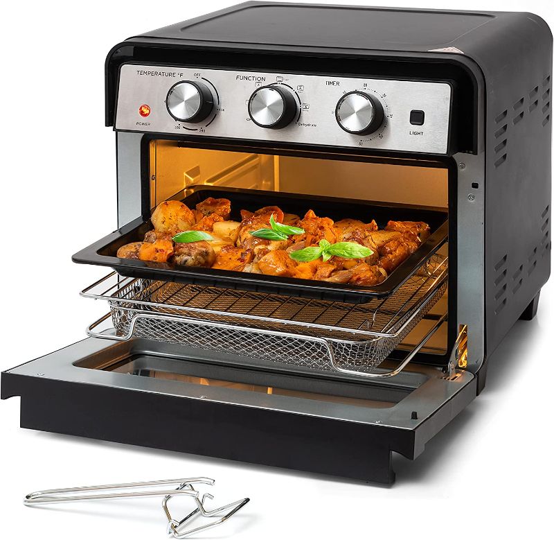 Photo 1 of **NON FUNCTIONAL**Air Fryer Oven, 6-in-1 Toaster Oven 23 Quart, Airfryer Toaster Oven For Roast, Bake, Broil, Stainless Steel Accessories Included, Convection Oven Countertop (Black) By Moss & Stone.
