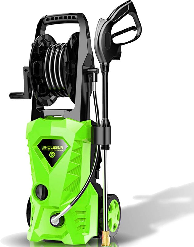 Photo 1 of (DOES NOT FUNCTION**WHOLESUN 3000PSI Electric Pressure Washer 2.4GPM Power Washer 1600W High Pressure Cleaner Machine with 4 Nozzles Foam Cannon for Cars, Homes, Driveways, Patios (Green)
**DID NOT POWER ON**