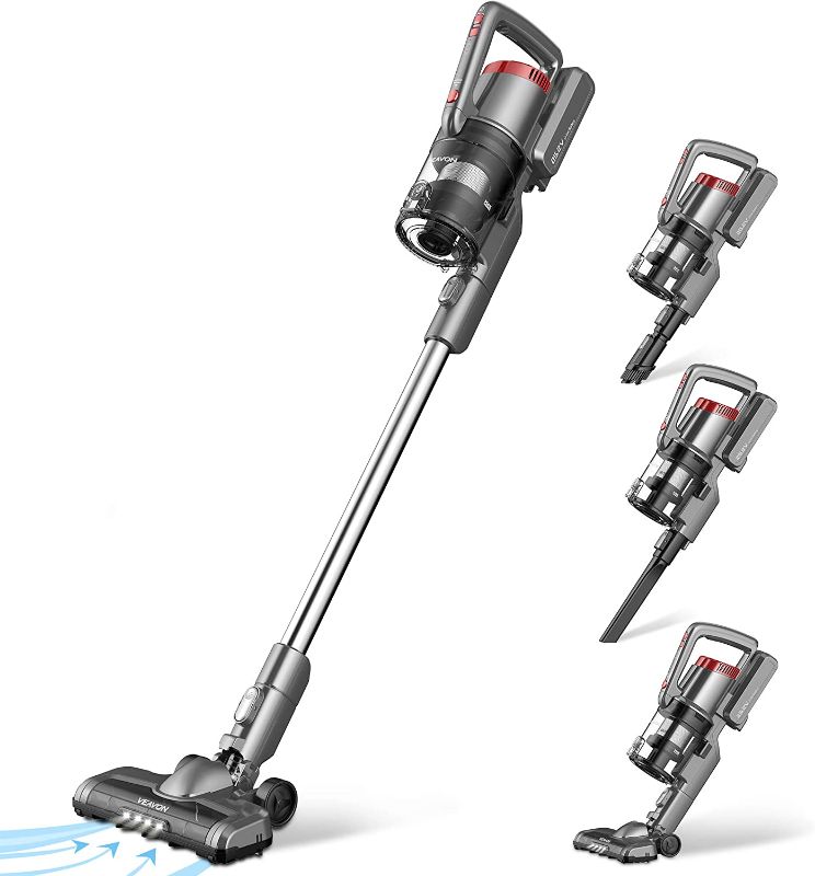 Photo 1 of VEAVON P8PLUS Cordless Vacuum Cleaner, Lightweight Bagless Vacuum,16Kpa Powerful Suction, 40 Minutes Long Running Time, 4 in 1 Stick Vacuum,3 Crevice Tool for Hard Floors, for Home Pet Hair, Gray
