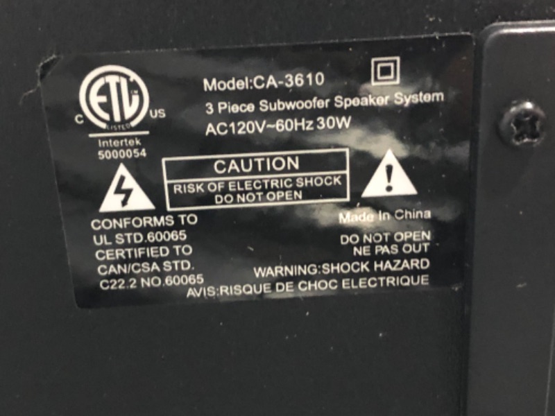 Photo 2 of (DAMAGED, DOES NOT FUNCTION), Cyber Acoustics Curve CA-3610 2.1 Speaker System - 30 W RMS
**SPEAKER BLOWN OUT, BROKEN,DOES NOT POWER ON,FOR PARTS ONLY**
