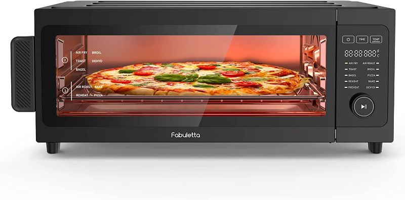 Photo 1 of Air Fryer Toaster Oven Combo - Fabuletta 10-in-1 Countertop Convection Oven 1800W, Oil-Less Air Fryer Oven Fit 13" Pizza, 9 Slices Toast, 5 Accessories, Dehydrate, Reheat, Pizza, Toast, Bake , Black
