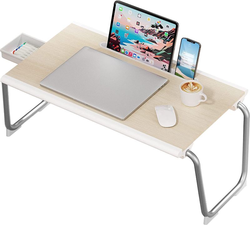 Photo 1 of Bed Desk for Laptop, Nulaxy Laptop Desk for Bed, Foldable Laptop Stand for Bed with Storage Drawer, Tablet Slot, Laptop Bed Tray Table for Eating Working Writing Reading 21.7x13x9.8 Inches (XL Large)
