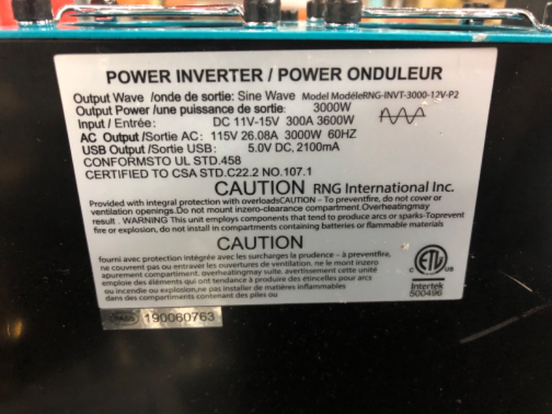 Photo 5 of Renogy 3000W Pure Sine Wave Inverter 12V DC to 120V AC Converter & 2PCS 100 Watt Solar Panels 12 Volt Monocrystalline, High-Efficiency Module PV Power Charger, 2-Pack Compact Design Converter + Charger, 2-Pack 3000W