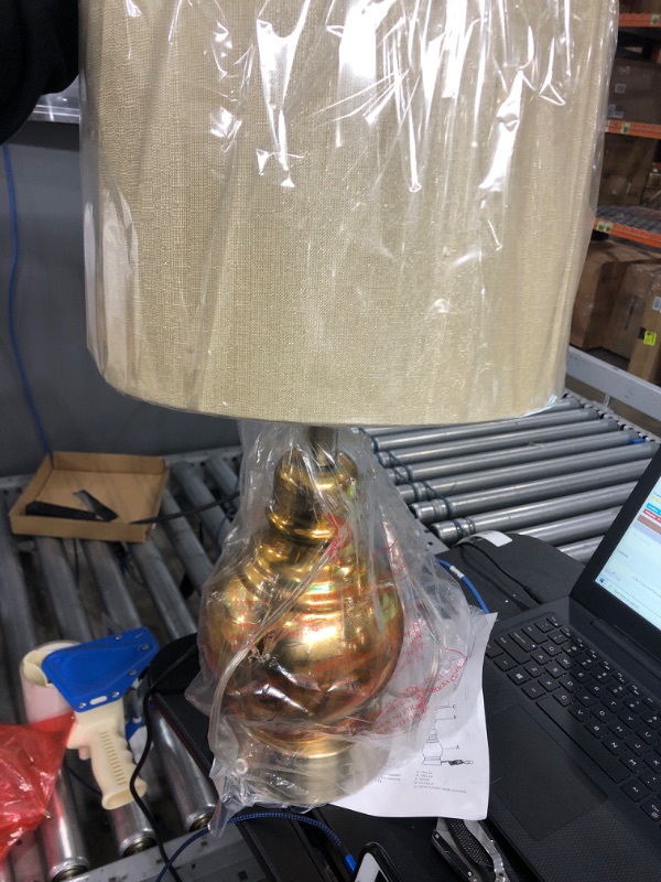 Photo 2 of Cory Martin W-6235AG Fangio Lighting's #6235AG 23 in. Textured Urn Resin Table Lamp in a Antiqued Gold Leaf Finish
