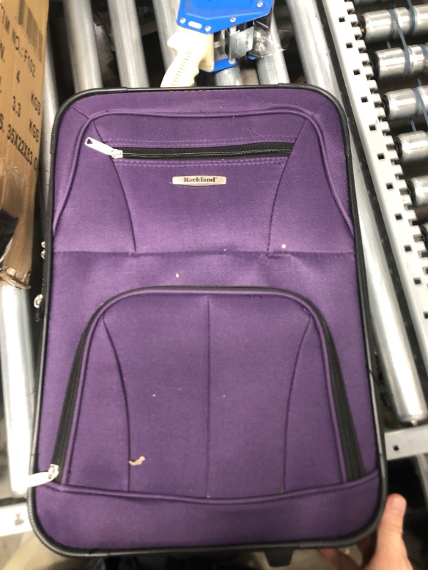 Photo 2 of Rockland Fashion Softside Upright Luggage Set, Purple, 2-Piece (14/19) 2-Piece Set (14/19) Purple Standard Packaging