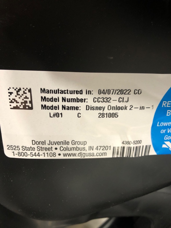 Photo 3 of Disney Baby Onlook 2-in-1 Convertible Car Seat, Rear-Facing 5-40 pounds and Forward-Facing 22-40 pounds and up to 43 inches, Mouseketeer Minnie
