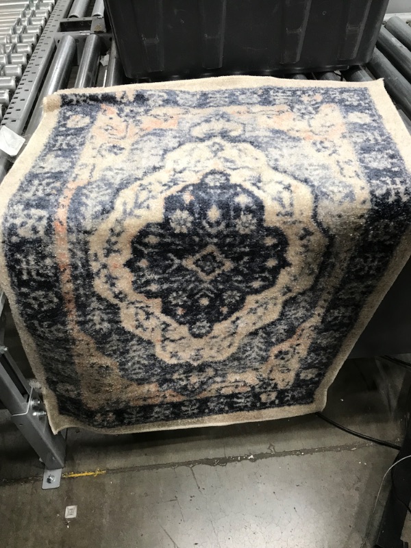 Photo 1 of 30" X 46" Cream And Blue Medallion Rug