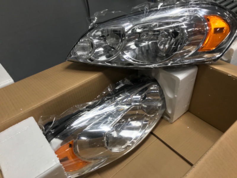 Photo 2 of AUTOSAVER88 Headlight Assembly Compatible with 2006-2013 Chevy Impala 06 07 Chevy Monte Carlo Replacement Headlamp Driving Light Chrome Housing Amber Reflector Clear Lens 25958359 25958360 A Chrome Housing Amber Reflector Clear Lens OE Replacement