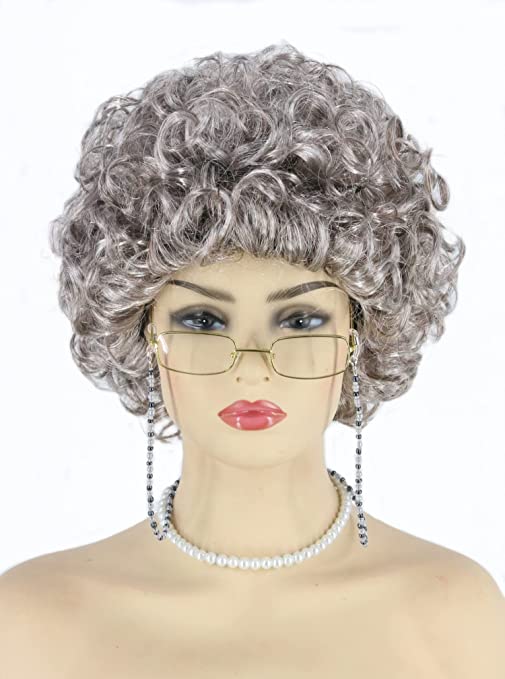 Photo 1 of Old Lady Wig 5pcs Set Grandma Wig For Women or Girls Costume Cosplay Wig