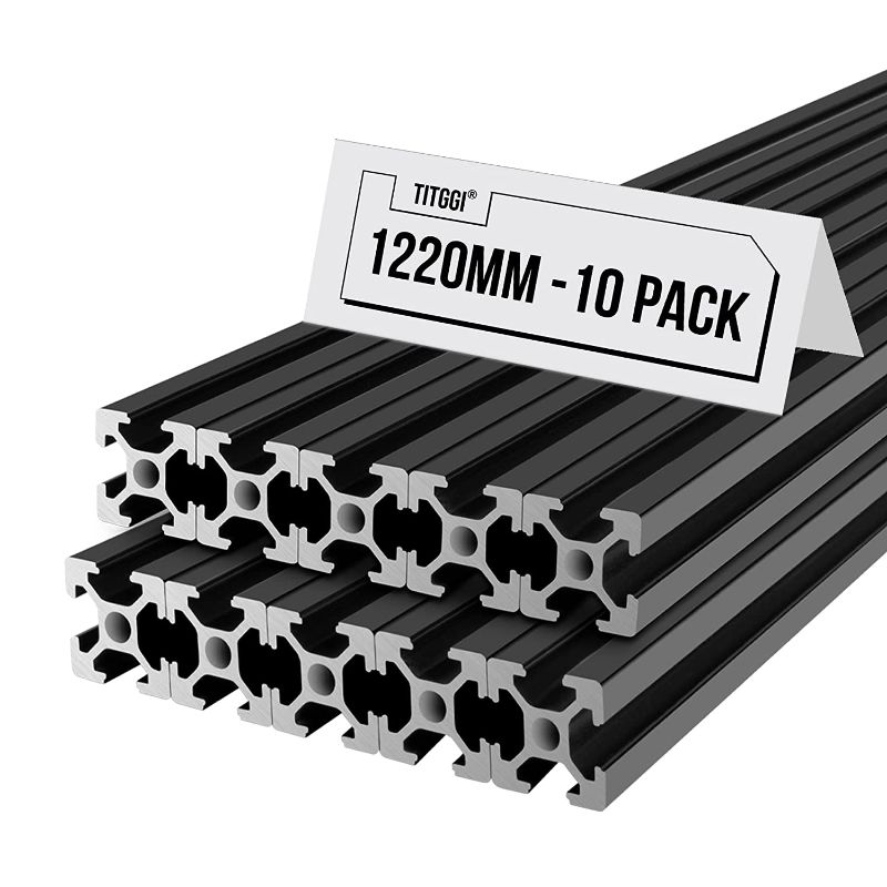 Photo 1 of 10PCS 48inch(1220mm) T Slot 2020 Aluminum Extrusion Profile for 3D Printer and CNC DIY, High-Strength European Standard Extruded Aluminum Linear Rail Guide, Anodizing Technology(Black)
