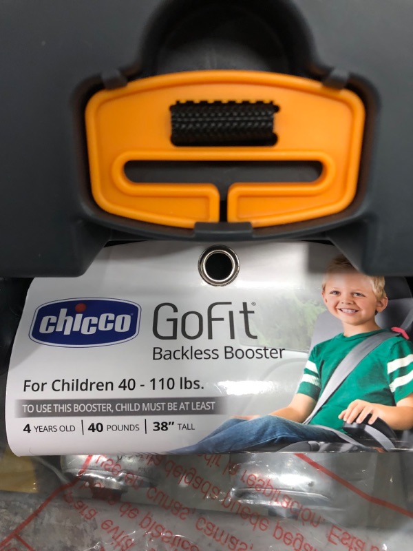 Photo 2 of Chicco GoFit Backless Booster Car Seat, Travel Booster Seat for Car, Portable Car Booster Seat for children 40-110 lbs. | Shark/Black/Grey
