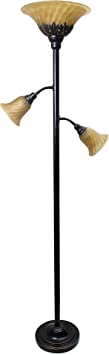 Photo 1 of Elegant Designs LF2002-RBZ 3 Light Floor Lamp with Scalloped Glass Shades, Restoration Bronze/Champagne
