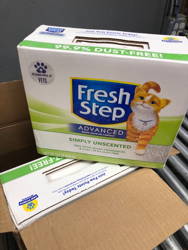 Photo 1 of Fresh Step Advanced Simply Unscented Clumping Clay Cat Litter, 18.5-lb box, 2 pack