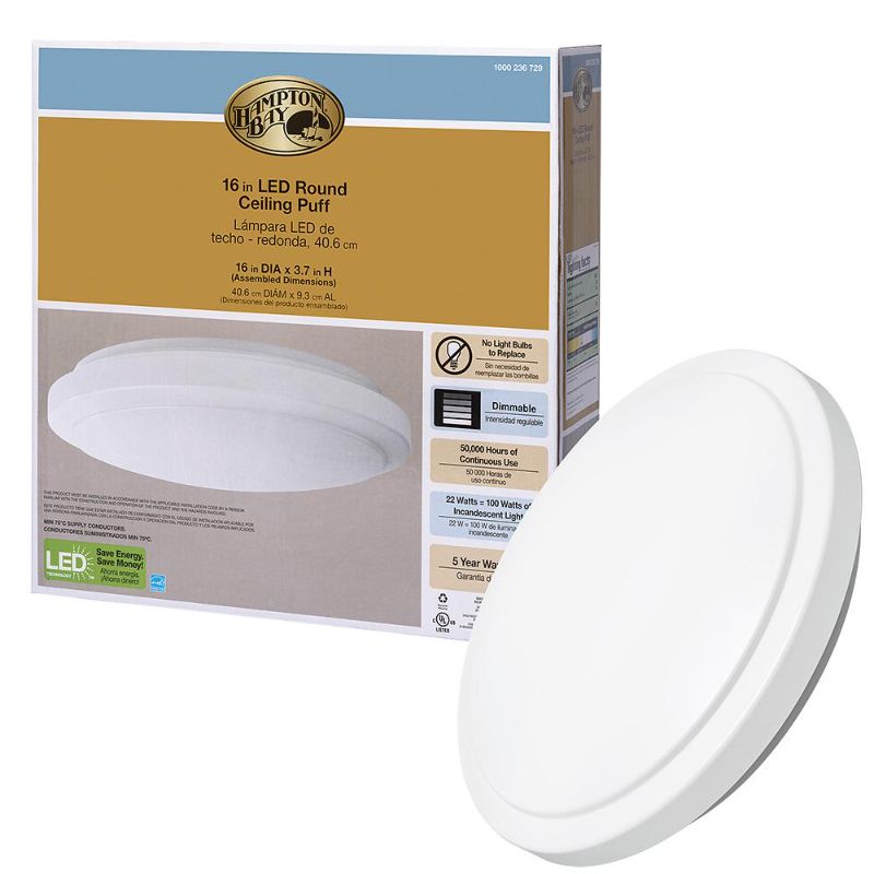 Photo 1 of 16 in. 22-Watt Round LED Flush Mount Ceiling Light 1640 Lumens 4000K Bright White Dimmable ENERGY STAR Rated