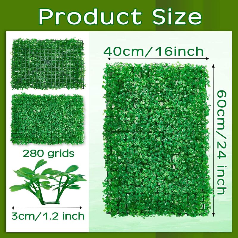 Photo 1 of 24 Pcs Boxwood Hedge Wall Panels 16" x 24" Artificial Boxwood Panels Greenery Grass Wall Topiary Hedge Plant UV Protected Privacy Hedge for Indoor Outdoor Fence Garden Backyard Wedding Backdrop Decor
