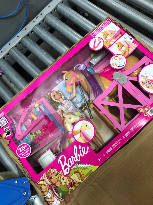 Photo 1 of Barbie Groom 'n Care Horses Playset with Barbie Doll (Blonde 11.5-in), 2 Horses & 20+ Grooming and Hairstyling Accessories, Gift for 3 to 7 Year...
