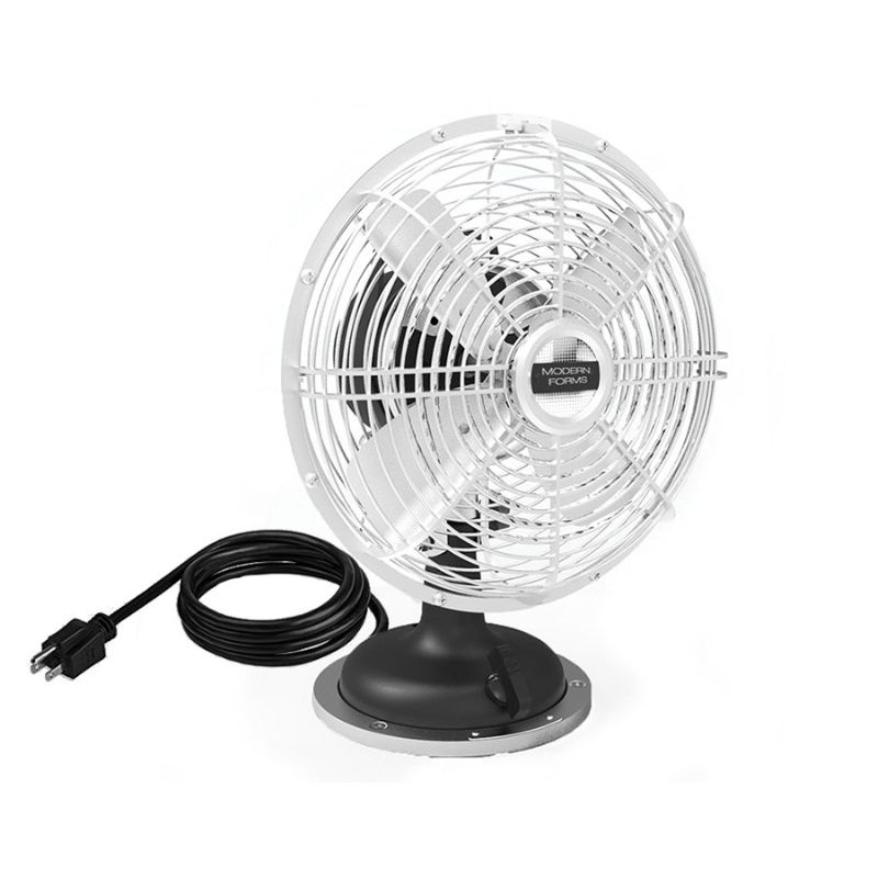 Photo 1 of 18in Oscillating Plug-in Desk Fan with Three Speed Motor Control in Matte Black and Nickel Finish
