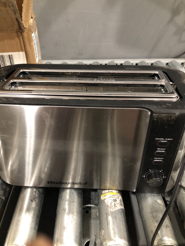 Photo 2 of Elite Gourmet ECT4400B# Long Slot 4 Slice Toaster, Countdown Timer, Bagel Function, 6 Toast Setting, Defrost, Cancel Function, Built-in Warming Rack, Extra Wide Slots for Bagel Waffle, Stainless Steel