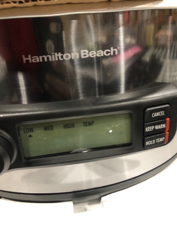 Photo 2 of Hamilton Beach 33866 Portable 6-Quart Set & Forget Digital Programmable Slow Cooker with Lid Lock, Temp Tracking Temperature Probe, Black Stainless